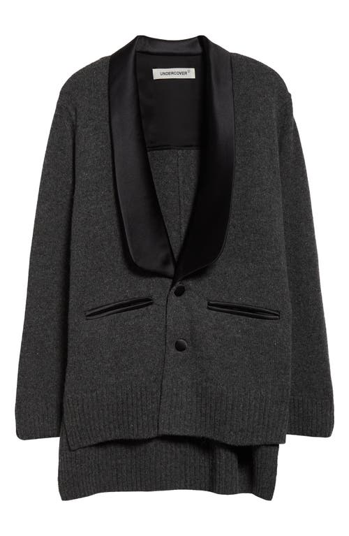 Shop Undercover Mixed Media Tuxedo Cardigan In Gray