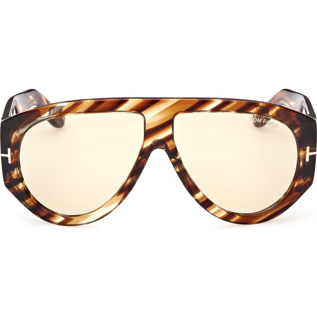 Tom Ford Bronson 60mm Aviator Sunglasses In Havana/other/brown
