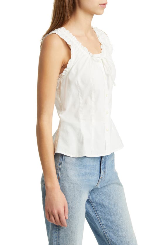 Shop The Great The Abbey Sleeveless Cotton Button-up Shirt In True White