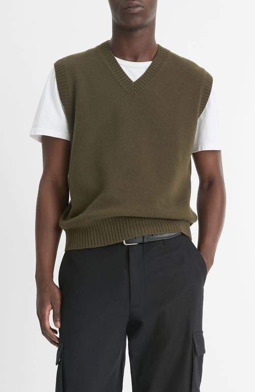 Vince Felted Merino Wool Vest In Light Night Moss