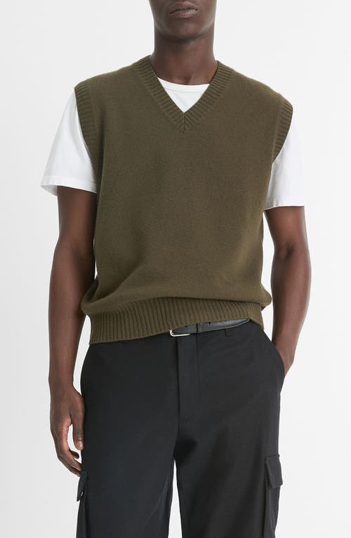 Shop Vince Felted Merino Wool Vest In Light Night Moss