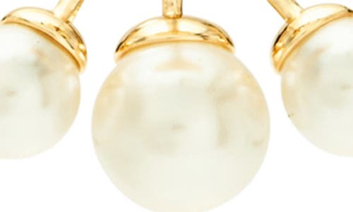 Shop Tory Burch Kira Imitation Pearl Front/back Earrings In Tory Gold/cream