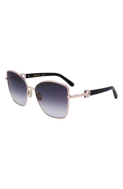 Ferragamo Gancini Tea Cup 60mm Gradient Butterfly Sunglasses In Rose Gold/ Grey Grdnt