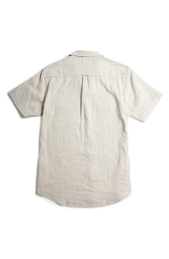 Shop Rowan Leeds Cotton Gauze Short Sleeve Button-up Shirt In Chalk