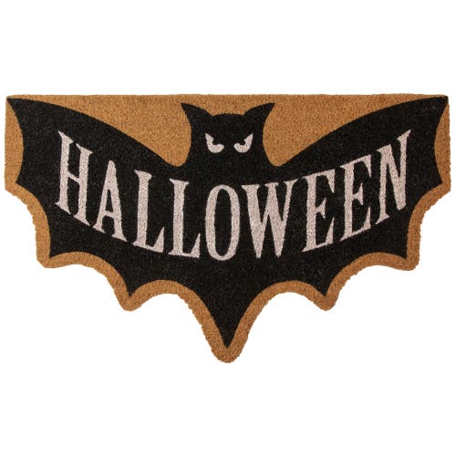 Shop Northlight Natural Coir "halloween" Bat Shaped Doormat In Black