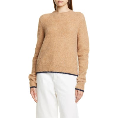 Vince Tipped Alpaca & Merino Wool Blend Crewneck Sweater, Brown