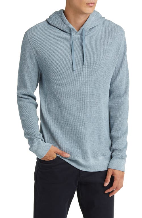 Vince Pima Cotton Mouliné Thermal Hoodie In High Sea/off White
