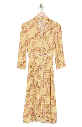 Rip Curl Playabella Long Sleeve Maxi Dress In Yellow