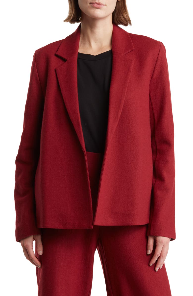 EILEEN FISHER Womens Beige Pocketed Oversized Blazer Jacket