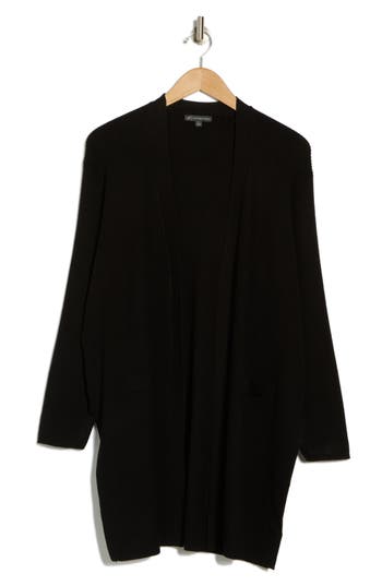 ADRIANNA PAPELL ADRIANNA PAPELL OPEN FRONT RIBBED LONG CARDIGAN