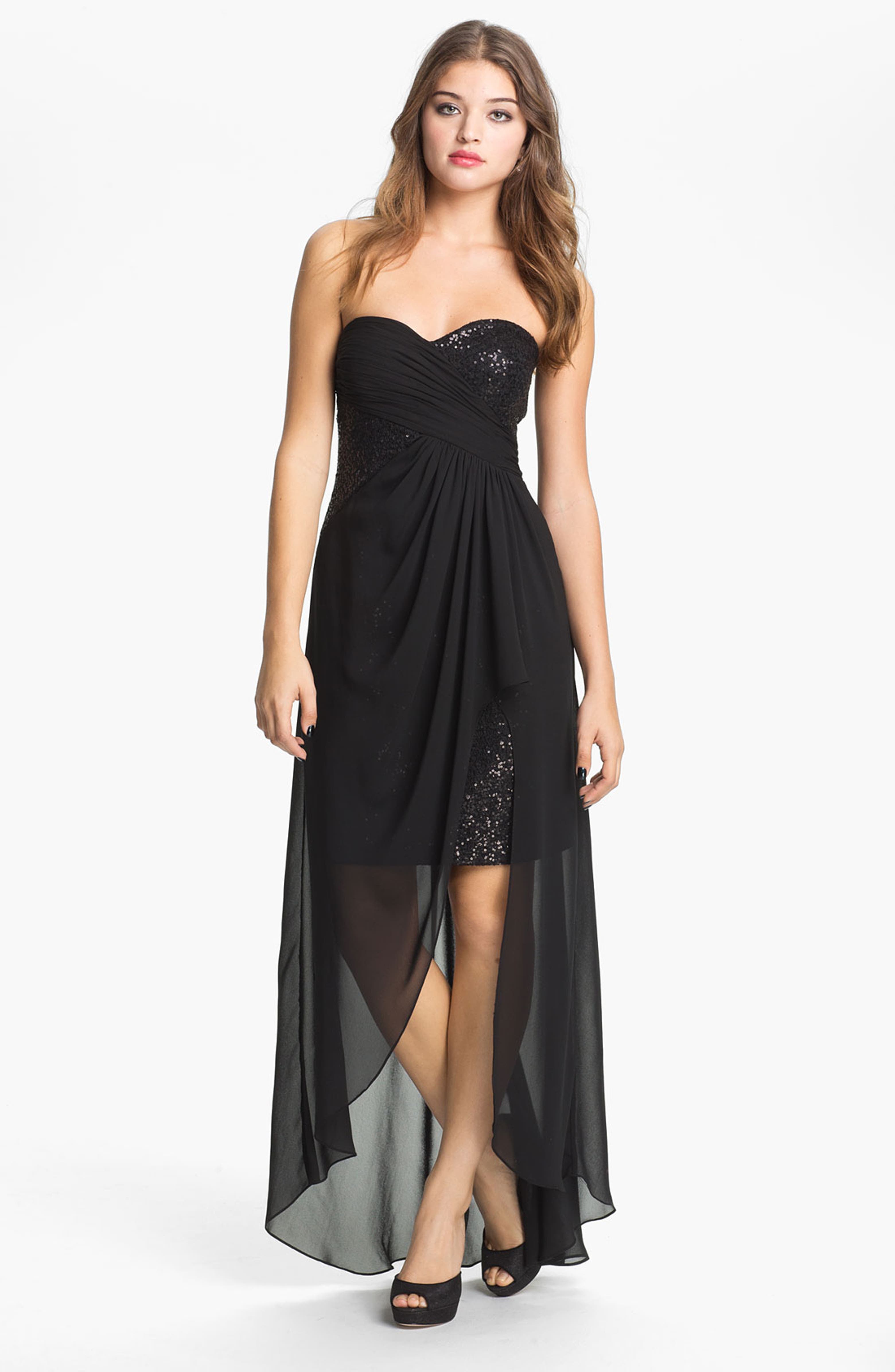 Hailey by Adrianna Papell Strapless Sequin Chiffon Overlay Gown (Online ...