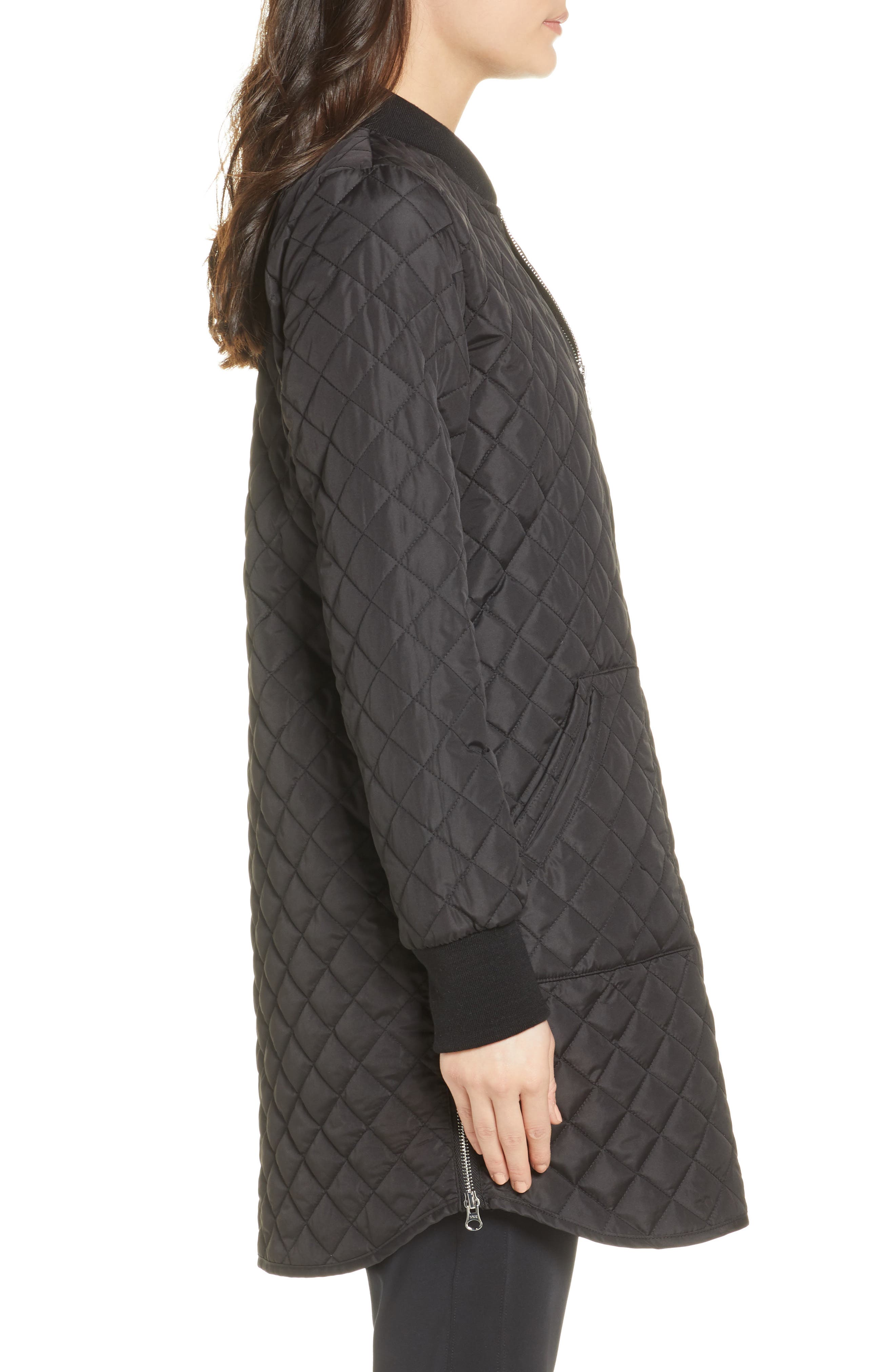 Zella Longline Water Resistant Quilted Bomber Jacket Nordstrom