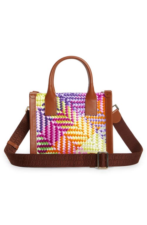 Shop Christian Louboutin Mini By My Side Woven Tote In 6382 Multi/cuoio/cuoio