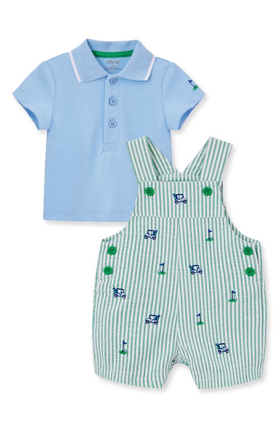 Little Me Babies' Golf Cotton Polo & Shortalls Set In Green