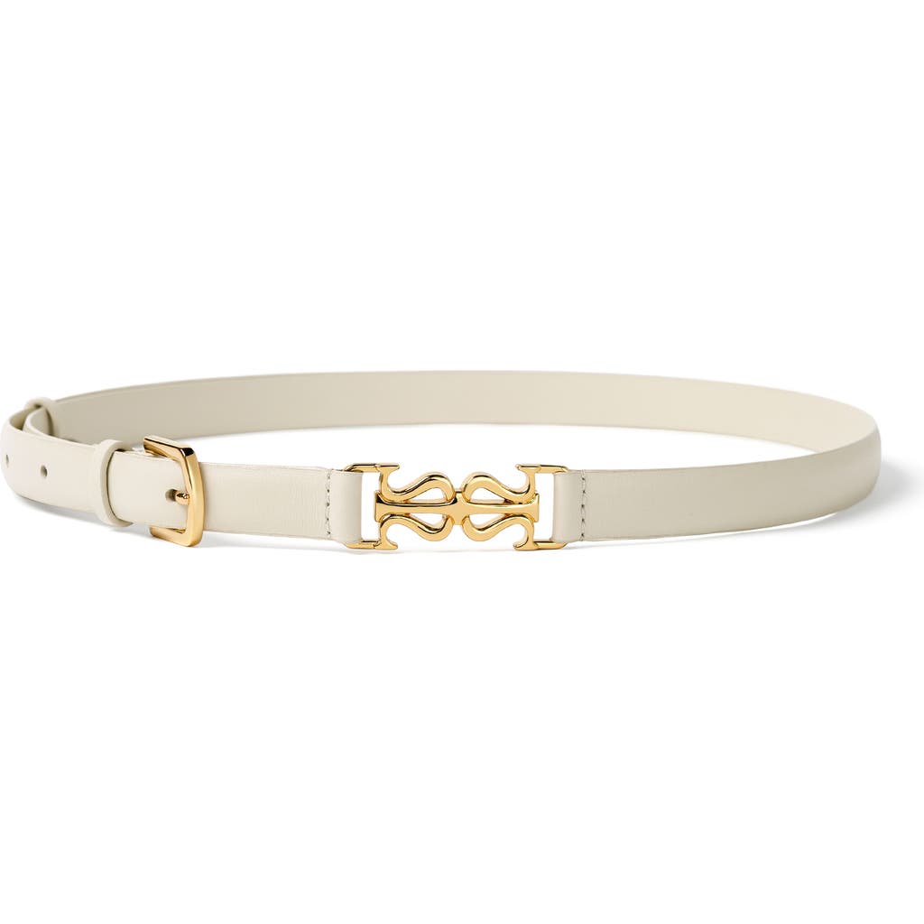 Lilysilk Ls Clasp Leather Skinny Belt In Ivory