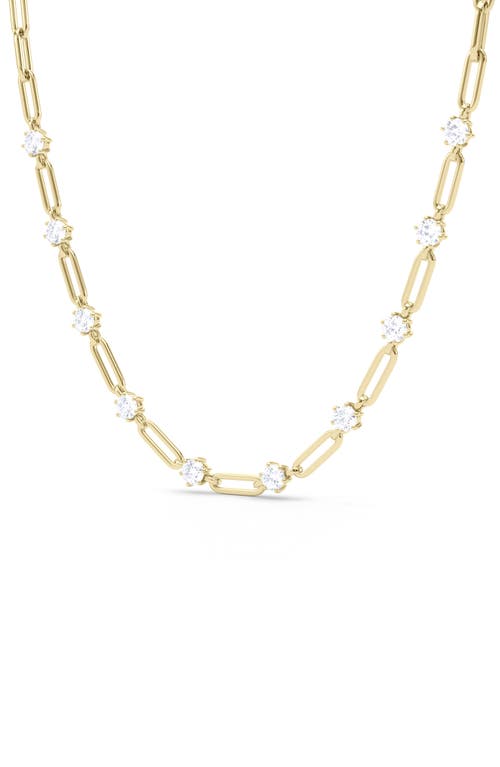 HauteCarat Lab Created Diamond Paper Clip Chain Necklace in 18K Yellow Gold 