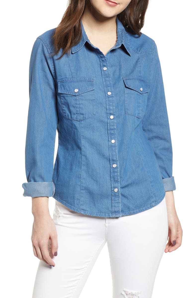 BP. Fitted Chambray Shirt (Regular & Plus Size) | Nordstrom