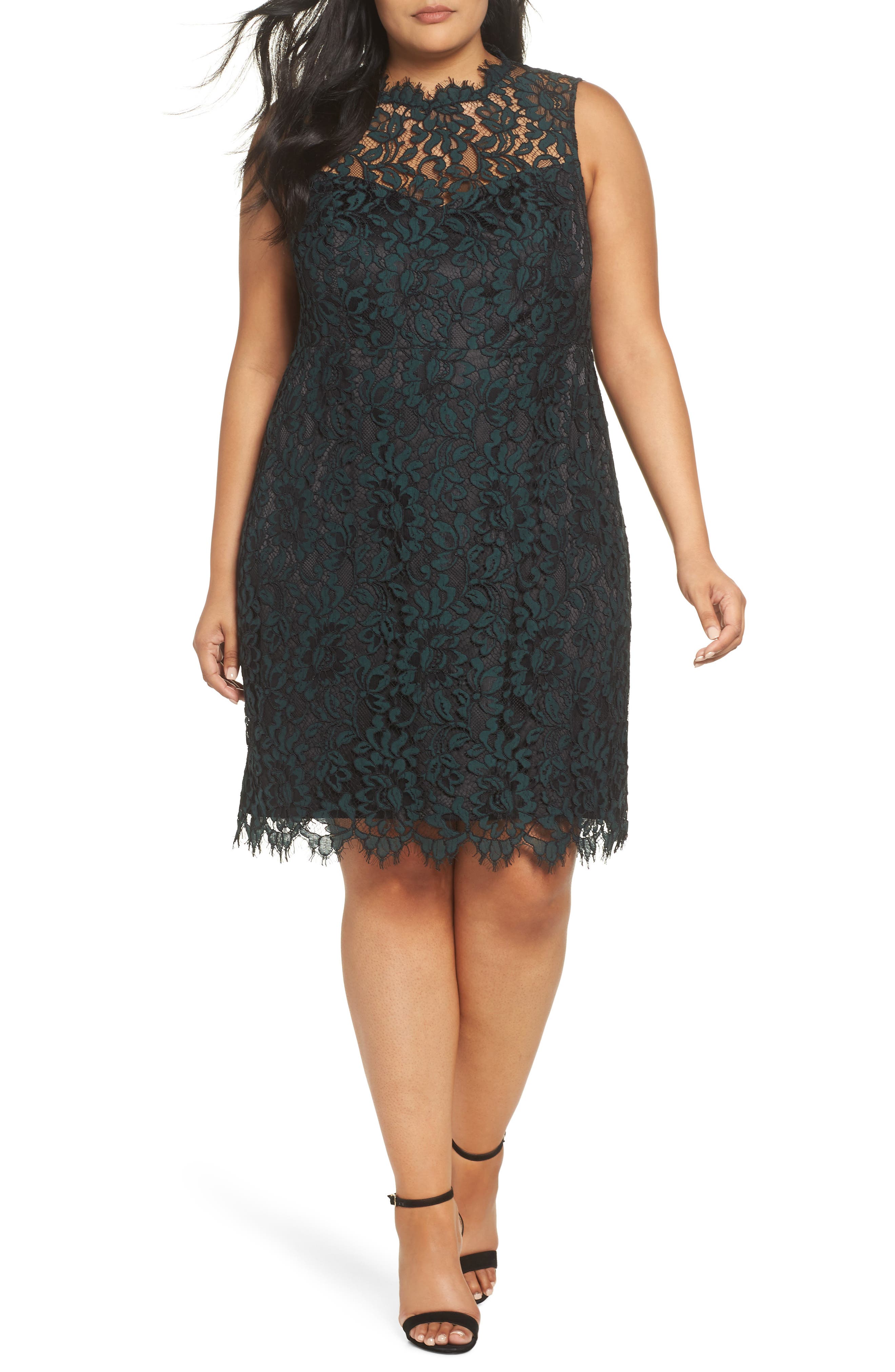 eliza j sleeveless lace sheath dress