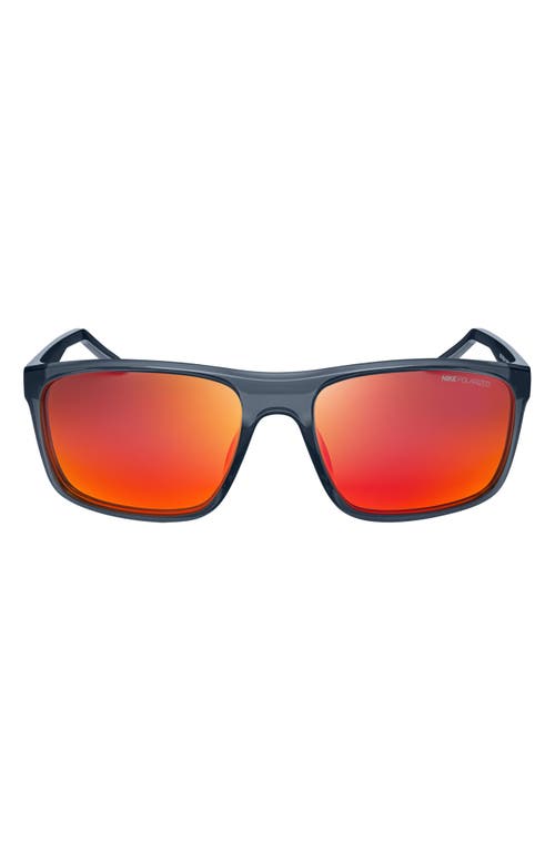 Nike Fire L 58mm Polarized Rectangular Sunglasses In Dark Grey/polar Red Flash