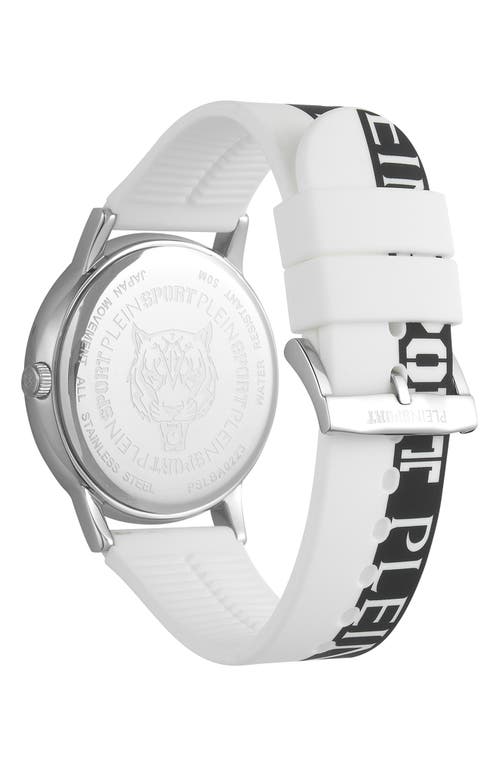 Philipp Plein Sport Three-hand Quartz Silicone Strap Watch, 44mm In White/ip Stainless Steel