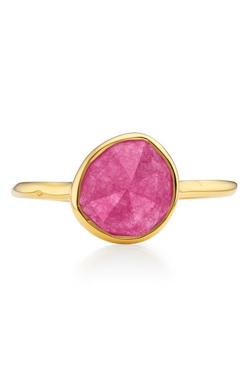 Shop Monica Vinader Siren Semiprecious Stone Stacking Ring In Gold/pink Quartz