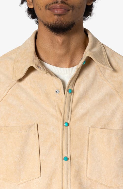 Shop Mnml Sand Faux Suede Shirt Jacket In Tan