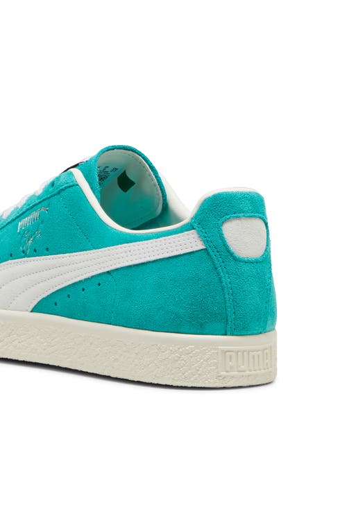 Puma Clyde Og Sneaker In Spectra Green-ivory-white