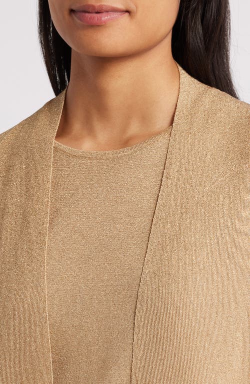 Shop Anne Klein Monterey Metallic Peplum Cardigan In Light Gold