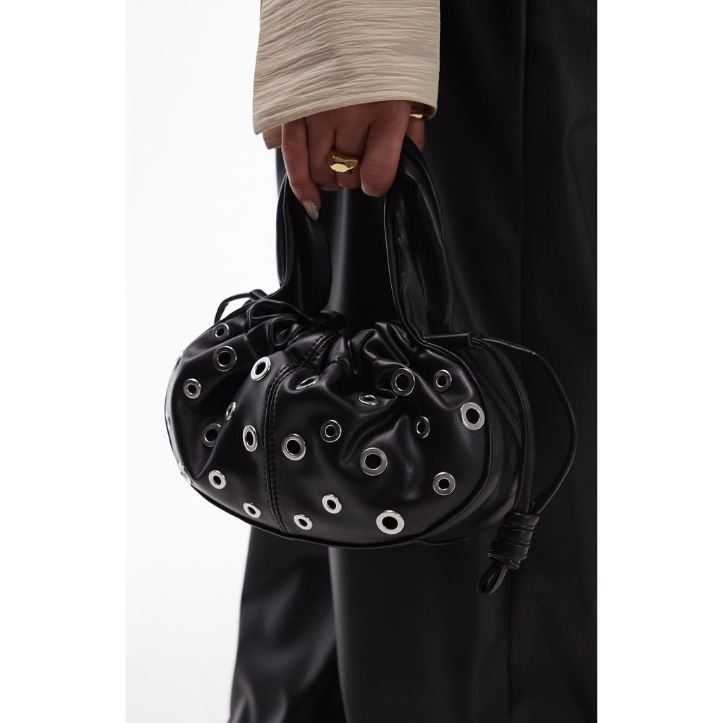 Shop Topshop Faux Leather Top Handle Grab Bag In Black