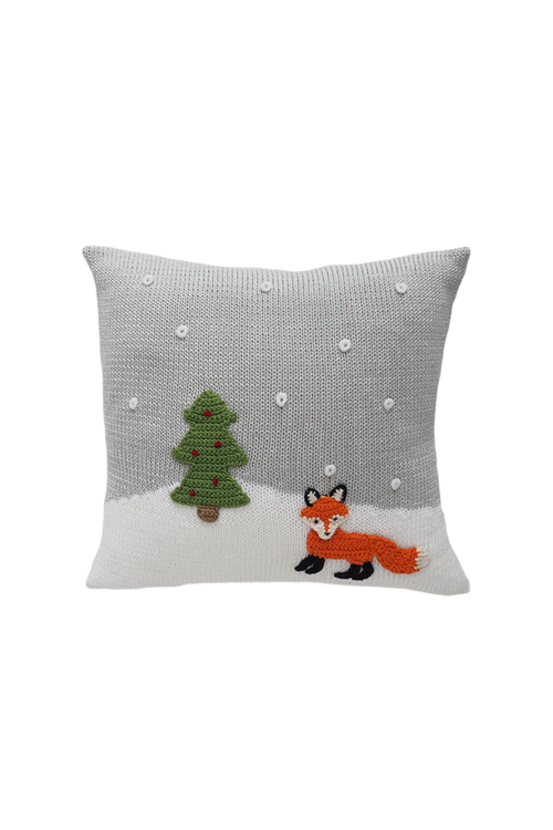 Melange Collection 10" Fox Pillow In Grey