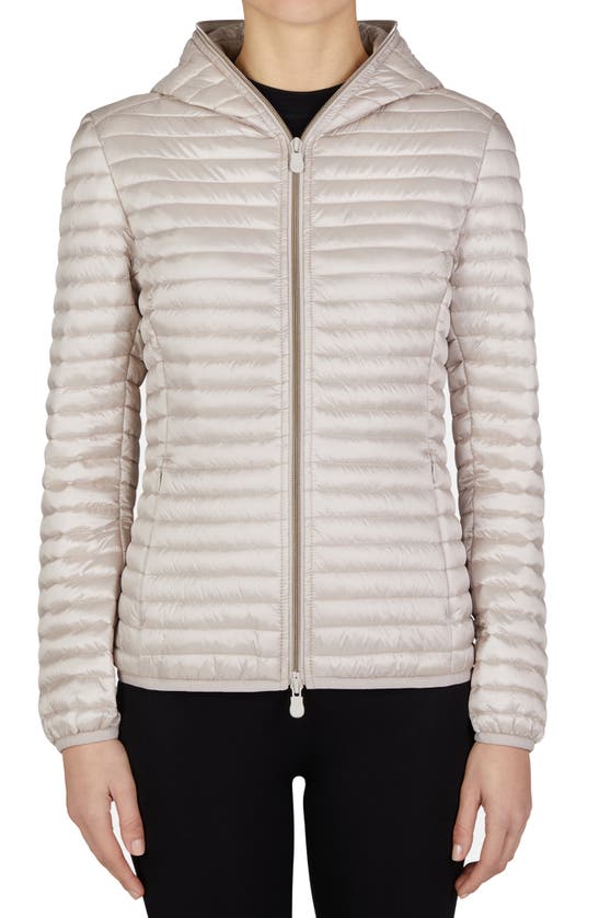 Save The Duck Amanda Zip Puffer Jacket In Sand Beige