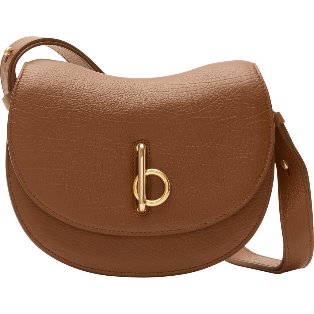 Burberry Rocking Horse Small Leather Saddle Crossbody Bag In Hazel