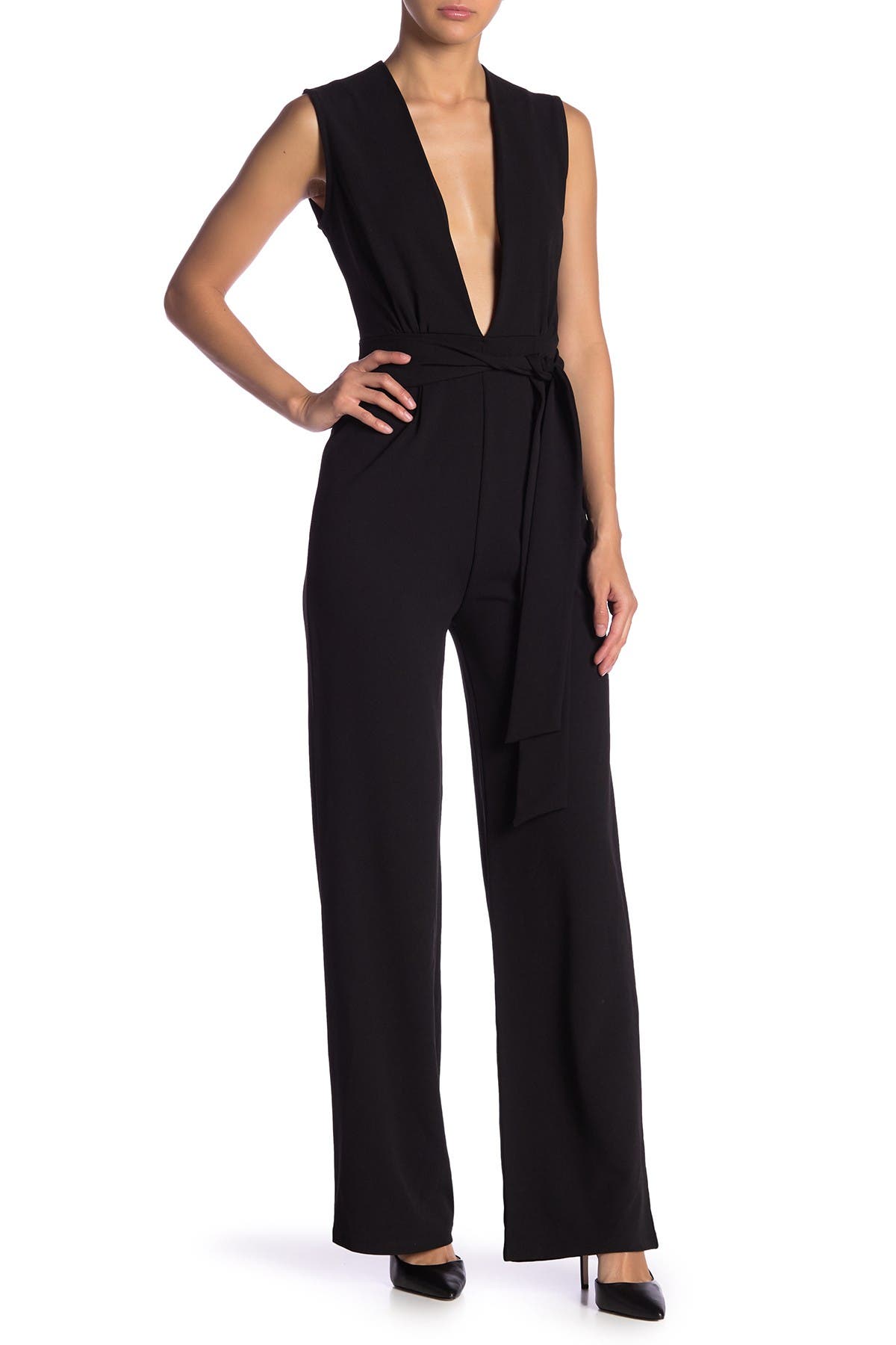 v neck sleeveless jumpsuit