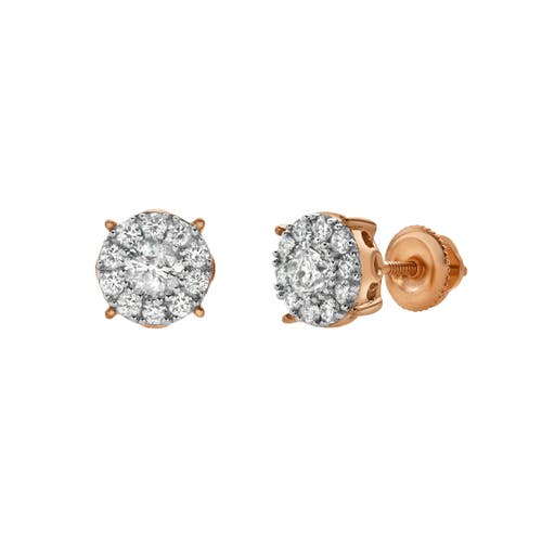 Shop Luvmyjewelry Blazers 14k Gold Diamond Stud Earrings In 14k Rose Gold