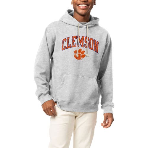 Men's League Collegiate Wear Heather Gray Clemson Tigers Arch Essential Fleece Pullover Hoodie