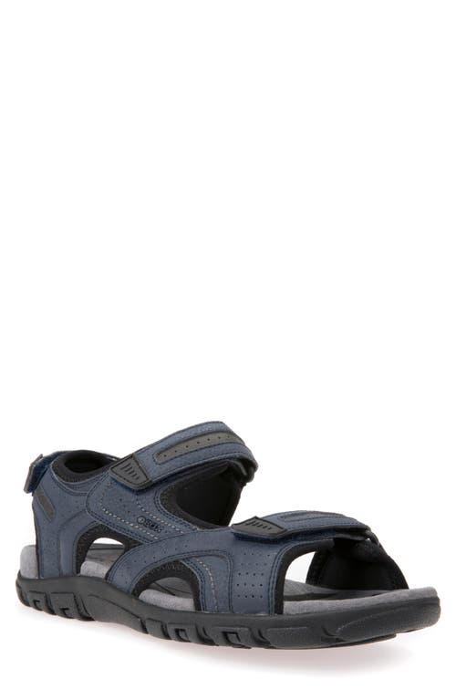 Shop Geox Strada Sport Sandal In Navy/dk Grey