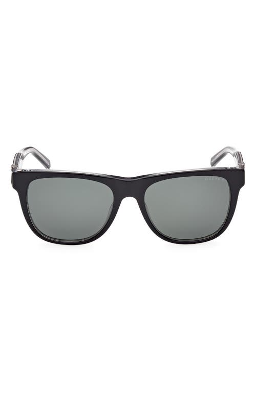 54mm Polarized Square Sunglasses in Shiny Black /Green