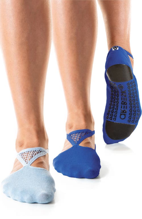 Arebesk Muse Assorted 2-Pack No-Slip Closed Toe Socks in Royal Blue - Light Blue