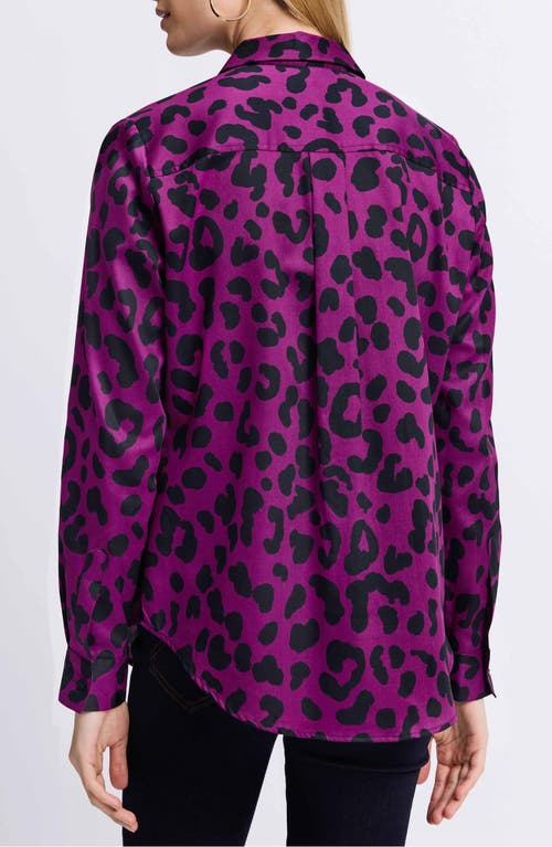 Foxcroft Cheetah Print Shirt In Plum/black