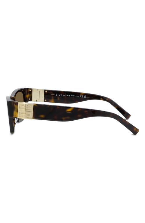 Shop Givenchy 4g 56mm Rectangular Sugnlasses In Dark Havana/roviex