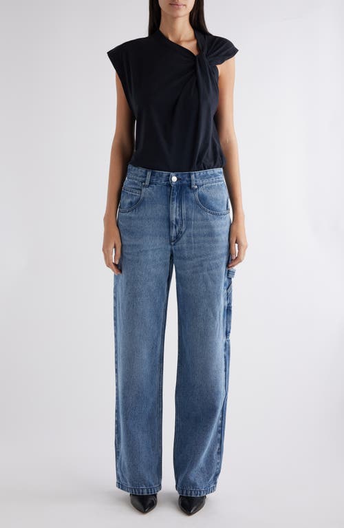 Shop Isabel Marant Bymara High Waist Straight Leg Carpenter Jeans In Light Blue