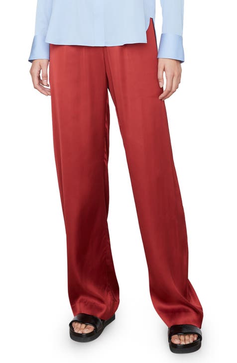 red wide leg pants