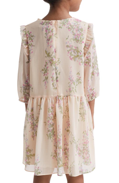 Shop Reiss Kids' Amber Floral Chiffon Dress In Pink Print