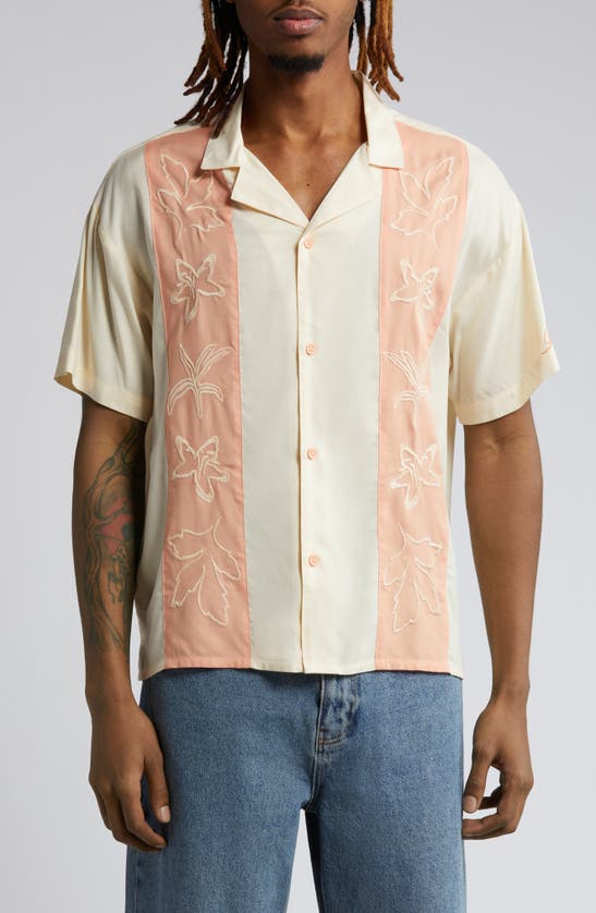 Shop Native Youth Floral Boxy Camp Shirt In Peach