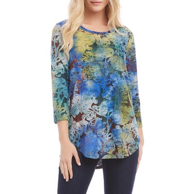 Karen Kane Tie Dye Burnout Shirttail Tee