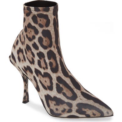Dolce & gabbana Lori Jaguar Print Pointed Toe Bootie - Brown