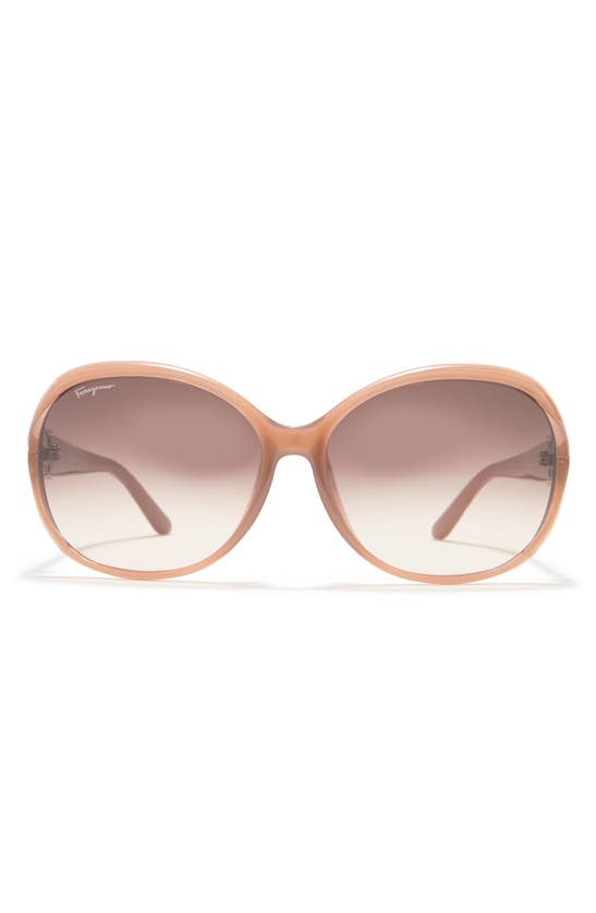 Ferragamo Salvatore  61mm Round Sunglasses In Opal Rose