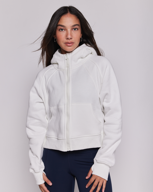 Shop Rebody Active Effortless Fleece Full Zip Hoodie In Brilliant White