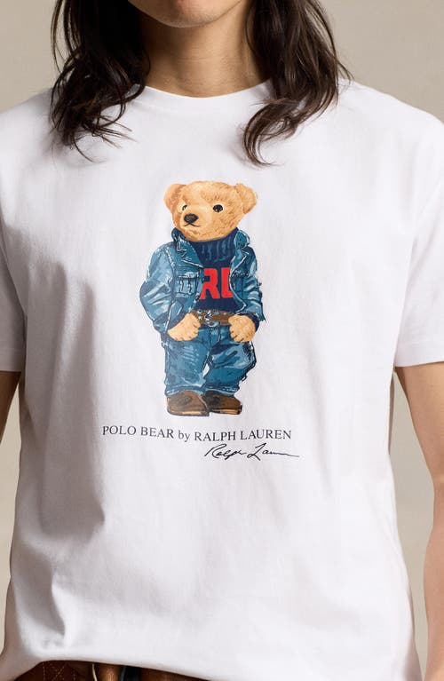 Shop Polo Ralph Lauren Polo Bear Graphic T-shirt In F24 White Denim Bear