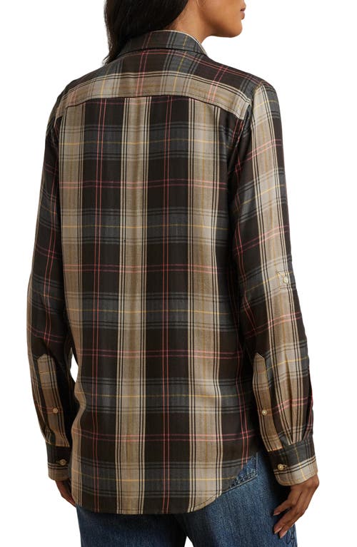 Shop Lauren Ralph Lauren Plaid Button-up Shirt In Brown/tan/blue Multi